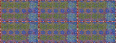 Raster illüstrasyonu. Gri ve mavi renkli güzel bir tekstil. Çiçeklerle suluboya desenleri.