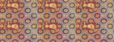Renkli çizim kalıbı. Çiçek arkaplan. Çiçek duvar kâğıdı. Raster illüstrasyonu. Gri renkli şirin tekstil.