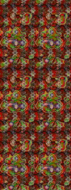 Kahverengi ve kırmızı renkte çiçekler. Renkli Yaz Temalı eskiz kalıbı. Düz Çiçek Elementleri Tasarımı. Sevimli çiçek raster deseni.