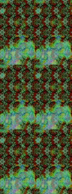 Parmak izi, kumaş, duvar kâğıdı, tekstil için raster dokusu. Renkli grunge, koyu yeşil ve kahverengi çiçeklerle soyut bir arka plan oluşturur. Nakış desenli çiçek deseni..