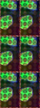 Raster illüstrasyonu. Yeşil ve kahverengi renkli çiçekler. Çiçeksiz desenli arka plan, vuruşlar, sıçramalar, yaz çiçekleri..