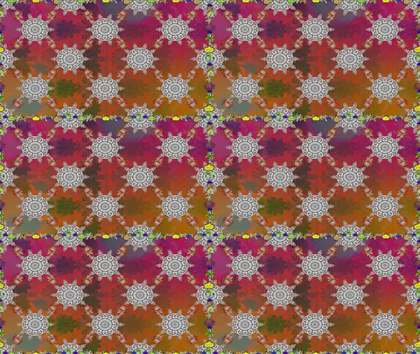 Renkli Bahar Temalı Kusursuz Arkaplan. Raster illüstrasyonu. Düz Çiçek Elementleri Tasarımı. Şirin çiçek elementleri. Kusursuz desenli. Moda desenli..