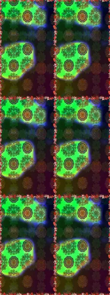 Raster illüstrasyonu. Yeşil ve kahverengi renkli çiçekler. Çiçeksiz desenli arka plan, vuruşlar, sıçramalar, yaz çiçekleri..