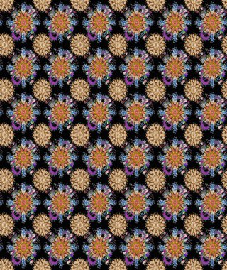 Raster illüstrasyonu. Çiçek deseni. Şatafatlı bahar bahçesi dokusu. Siyah ve kahverengi renkte çiçekler. Çiçekler siyah ve kahverengi renklerde pürüzsüz.