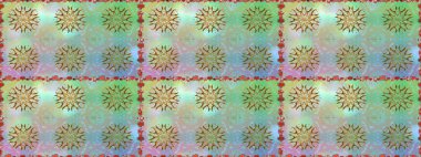 Tarafsız ve mavi renkte çiçekler. Raster illüstrasyonu. Renkli Bahar Temalı Kusursuz Arkaplan. Düz Çiçek Elementleri Tasarımı. Çiçekli, suluboya desenli kusursuz çiçek deseni.