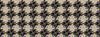 Ağaç dallı bahar çiçekleriyle desen, çiçek siluetiyle siyah renkler. Raster deseni.