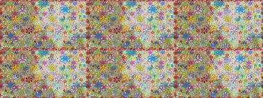 Tarafsız ve yeşil renklerde çiçekler. Çiçekli karalama şeklinde Raster çiçek deseni. Nazik, narin çiçek arkaplanı.