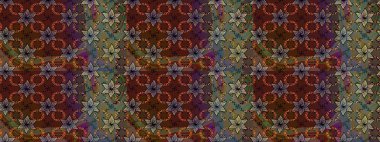 Patlayan çiçekler soyut olarak yerleştirilmiş. Raster deseni. Kahverengi renklerde bahar çiçekleri. Raster illüstrasyonu.