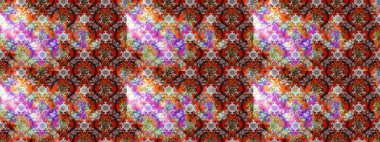 Raster Floral Illustration, Asyalı tekstil. Kahverengi renkli etnik çiçeklerle zarif bir eskiz deseni..