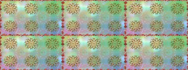 Tarafsız ve mavi renkte çiçekler. Raster illüstrasyonu. Renkli Bahar Temalı Kusursuz Arkaplan. Düz Çiçek Elementleri Tasarımı. Çiçekli, suluboya desenli kusursuz çiçek deseni.