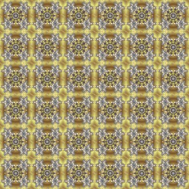 Kar taneleri radyal nötr, gri ve kahverengi renkler. Renkli arka planda güzel kar taneleri. Raster illüstrasyonu..