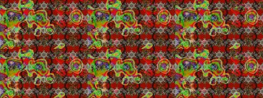 Renkli tekstil tarzında. Çiçek duvar kâğıdı. Çiçek arkaplan. Renkli çizim kalıbı. Raster illüstrasyonu.