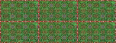 Yeşil ve kahverengi renkli çiçekler. Raster illüstrasyonunda kusursuz çiçek deseni.