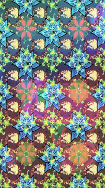 Raster Illustrasyon 'daki Çiçek Deseni' nin son moda çizimi. Mavi renkli çiçekler. Renkli Yaz Temalı eskiz kalıbı. Düz Çiçek Elementleri Tasarımı.