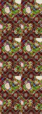 Süslü kumaş deseni. Düz Çiçek Elementleri Tasarımı. Raster illüstrasyonundaki çiçek desenli çizim. Renkli Bahar Teması çizim şablonu.