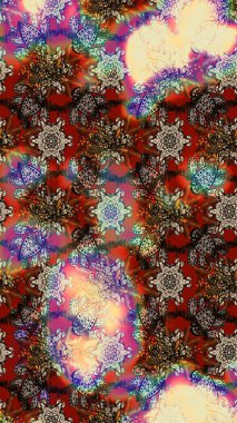 Yapraklı çizim şekli. Tekstil için figür. Poster ya da kapak için arka plan. Şirin, zarif çiçekler Raster illüstrasyonu. Davetiye ve kartpostal tasarımı için dekoratif çiçek unsurları.