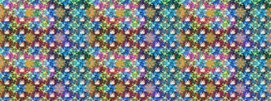 Çiçekler. Soyut etnik raster çizim kalıbı. Vadinin mavi renkli çiçekleri.