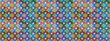 Çiçekler. Soyut etnik raster çizim kalıbı. Vadinin mavi renkli çiçekleri.