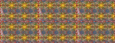 Kahverengi renkte çok kahverengi, zarif küçük çiçekler ve komik böcekler, raster desen, illüstrasyon.