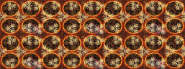 Hediye ambalaj kağıdı, tebrik kartları, posterler ve pankart tasarımı. Kahverengi renkli çiçekler. Raster düz çiçek çizim deseni.