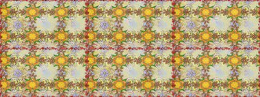 El çizimi. Suluboya çizimi. Çiçeklerle kusursuz desen. Tarafsız ve bej renkli çiçekler.