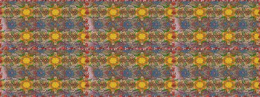 Kahverengi renkte çok kahverengi, zarif küçük çiçekler ve komik böcekler, raster desen, illüstrasyon.