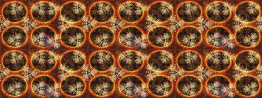 Hediye ambalaj kağıdı, tebrik kartları, posterler ve pankart tasarımı. Kahverengi renkli çiçekler. Raster düz çiçek çizim deseni.