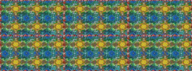 Yeşil ve mavi renkte çiçekler. Küçük çiçekte sevimli çiçek deseni var..