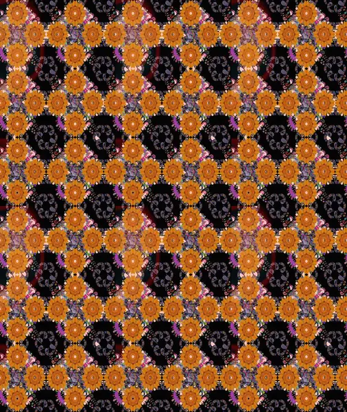 Raster illüstrasyonu. Eskiz geçmişi. Eski usul. Kumaş, tekstil, duvar kağıdı baskısı için. Tomurcukları papatya çiçekleri olan sevimli bir çiçek deseni. Miles Fleur, dandik süs.