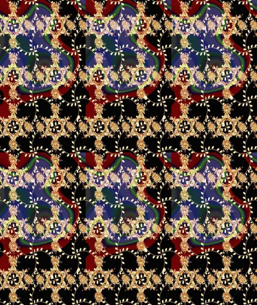 Tekstil için suluboya eskiz deseni. Şirin çiçekli, desenli, siyah renkli renkli bir eskiz. El çizimi çiçek çizimi deseni (fayans)).