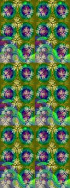 Oldukça eski bir besin torbası deseni, küçük yeşil renkte, çiçekler. Millefleur 'lar. Tekstil, kumaş, kapaklar, duvar kağıtları, baskı, paket, koleksiyon defteri, örgü, dekupaj için çiçek arkaplanı..