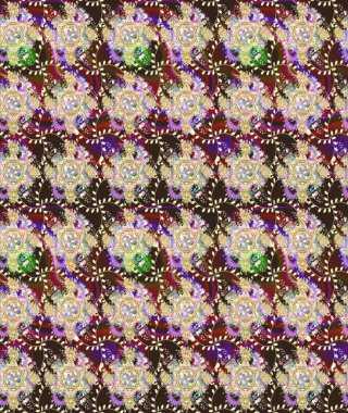 Millefleur 'lar. Küçük bej rengi, çiçekli oldukça eski bir bez çanta deseni. Tekstil, kumaş, kapaklar, duvar kağıtları, baskı, paket, koleksiyon defteri, örgü, dekupaj için çiçek arkaplanı..