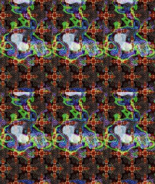 Asya tekstil tarzında. Raster illüstrasyonu. Kahverengi renkli çiçekler. Çiçek desenli çizim. Raster illüstrasyonu.