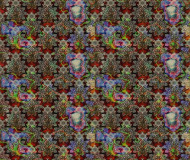 Renkli Bahar Teması eskiz kalıbı. Düz Çiçek Elementleri Tasarımı. Raster illüstrasyonundaki çiçek desenli çizim. Süslü kumaş deseni.