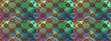 Renkli yeşil ve kahverengi desenli. Doodle tarzı. Yeşil ve kahverengi renkli çiçekler. El çizimi dikişsiz sonbahar çiçekleri deseni. Tekstil ve kapak tasarımı için mükemmel.