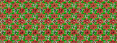 Raster dikişsiz çiçek deseni. Yeşil ve turuncu renkli vadi çiçekleri.