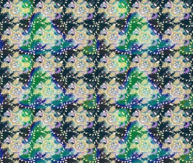 Robot resim. Çiçekli bahar çiçekleri. Küçük çiçekte güzel bir desen. Küçük renkli çiçekler. Motley illüstrasyonu. Moda baskıları için zarif bir şablon.