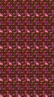 Kahverengi renklerde. Raster illüstrasyonu. Raster illüstrasyonundaki çiçek desenli çizim. Güzel kumaş deseni.