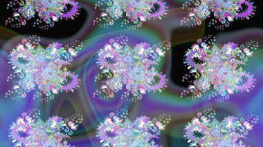 Vadinin mavi ve mor renkli çiçekleri. Raster dikişsiz çiçek deseni.