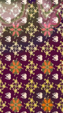 Hediye ambalaj kağıdı, tebrik kartları, posterler ve pankart tasarımı. Mor renkli çiçekler. Raster düz çiçek çizim deseni.