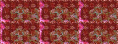 Kırmızı ve kahverengi renkte çiçekler. Hediye ambalaj kağıdı, tebrik kartları, posterler ve pankart tasarımı. Raster düz çiçekleri pürüzsüz desen.