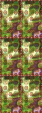 Raster illüstrasyonunda kusursuz çiçek deseni. Yeşil ve kahverengi renkte çiçekler.