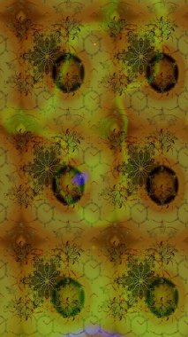 Arkaplan dokusu, duvar kağıdı, kahverengi ve yeşil renkli çiçek teması. Kabile sanatı boho baskısı, klasik çiçek arkaplanı. Soyut etnik raster çizim kalıbı.