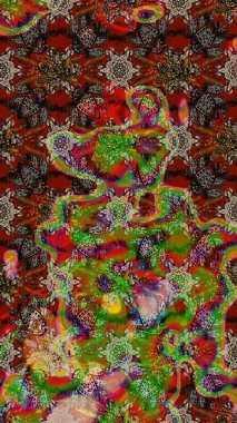 Raster düz çiçek çizim deseni. Hediye ambalaj kağıdı, tebrik kartları, posterler ve pankart tasarımı. Kahverengi ve kırmızı renkte çiçekler.