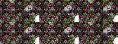 Çiçek deseni. Renkli Bahar Teması eskiz kalıbı. Raster güzel kumaş deseni çiziyor. Düz Çiçek Elementleri Tasarımı.