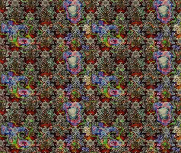 Renkli Bahar Teması eskiz kalıbı. Düz Çiçek Elementleri Tasarımı. Raster illüstrasyonundaki çiçek desenli çizim. Süslü kumaş deseni.