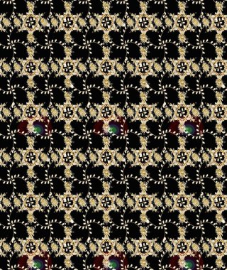 Elle çizilmiş çiçek desenli Raster çizimi. Siyah arka planda. Tekstil, kumaş, ambalaj, hatıra defteri için hoş bir çiçek arkaplanı. Çocuksu tasarım.