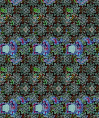 Çiçek desenli raster, yeşil çizgi grafik desenli soyut raster arkaplan. Modern stil dokusu.