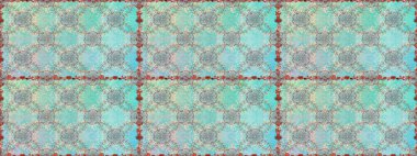 Çiçek deseni. Şatafatlı bahar bahçesi dokusu. Raster illüstrasyonu. Tarafsız ve mavi renkte çiçekler. Tarafsız ve mavi renklerde çiçeksiz.