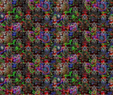 Raster illüstrasyonu. Eski moda arka plan. Çiçek çelengi. Kıvırcık, parlak örgü. Desen, çizim, çiçek sınırı. Güzel, pürüzsüz kumaş, tuval..